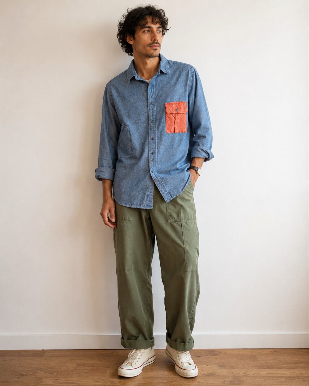 Garbstore of London | Chambray Shirt Utility Pockets Blue Workwear Men's Small
